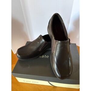 Kate Ann Brinkley Women's 8M Brown Comfort Slip On Shoes Side Zip Low Wedge